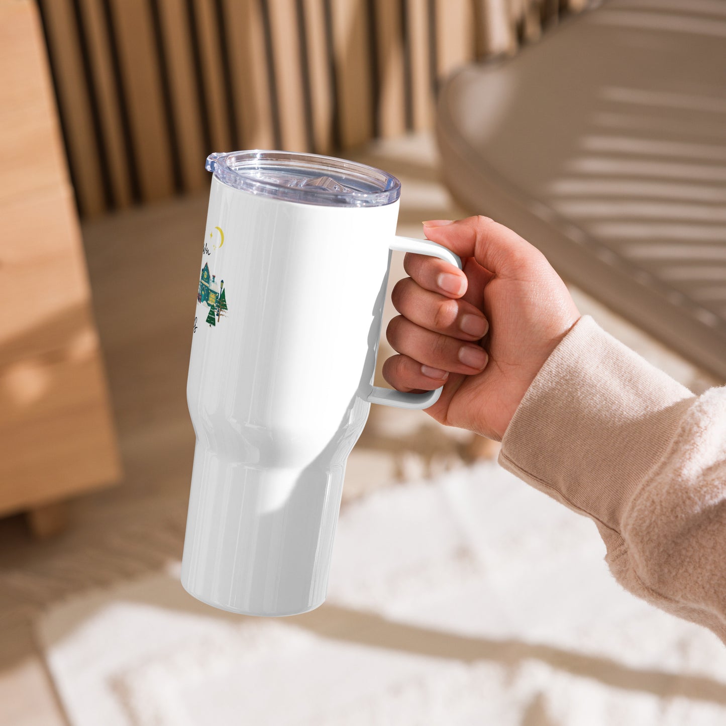Small Town Christmas Travel mug with a handle