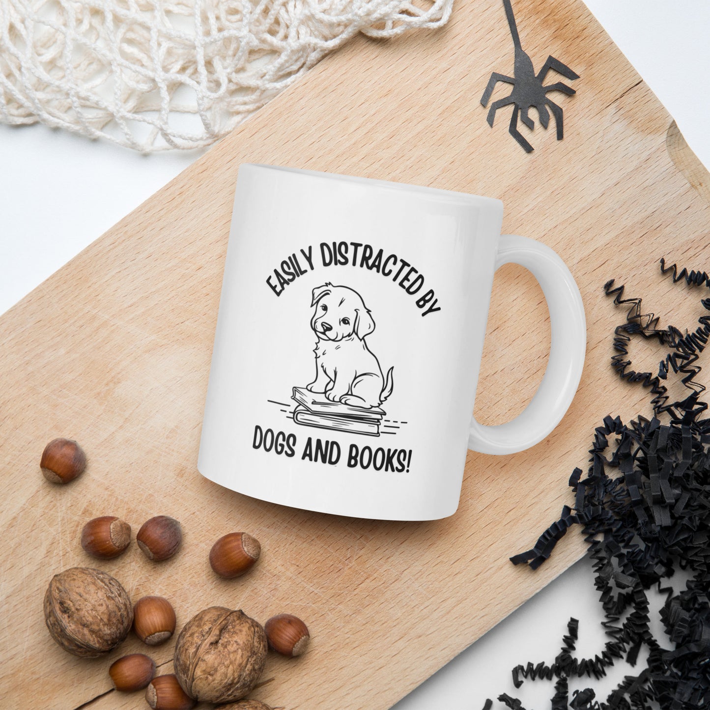 Pet Dog & Book Lover White glossy mug
