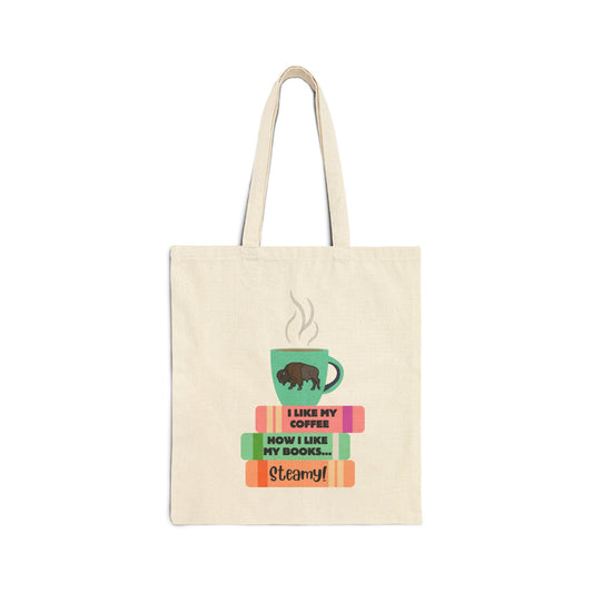 Steamy Coffee & Books Cotton Canvas Tote Bag