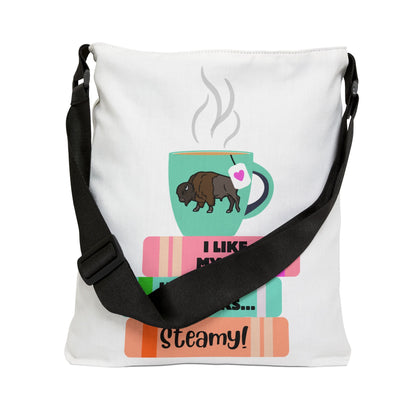 Hot Tea & Books Adjustable Tote Bag