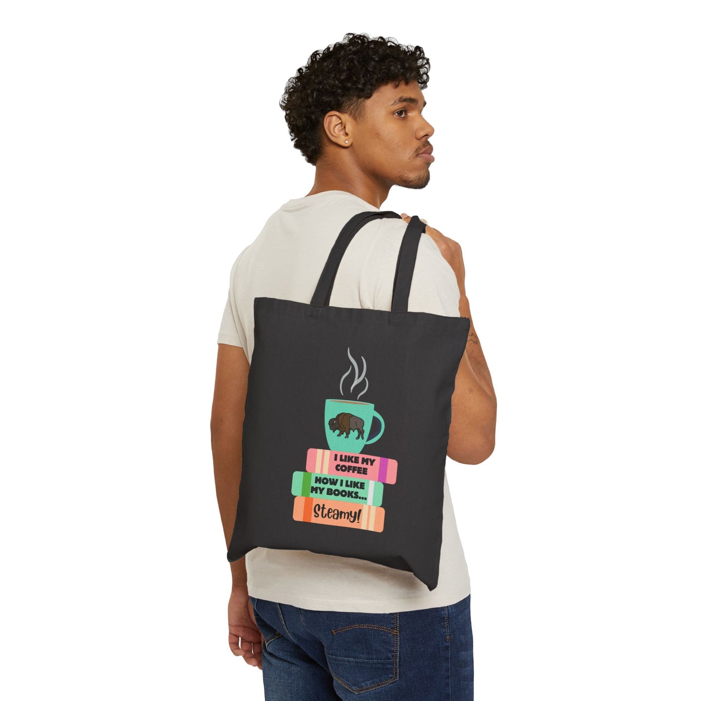 Steamy Coffee & Books Cotton Canvas Tote Bag