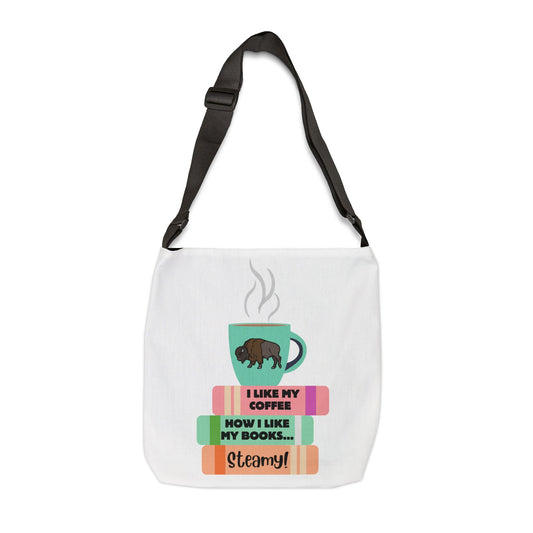 Steamy Coffee & Books Adjustable Tote Bag