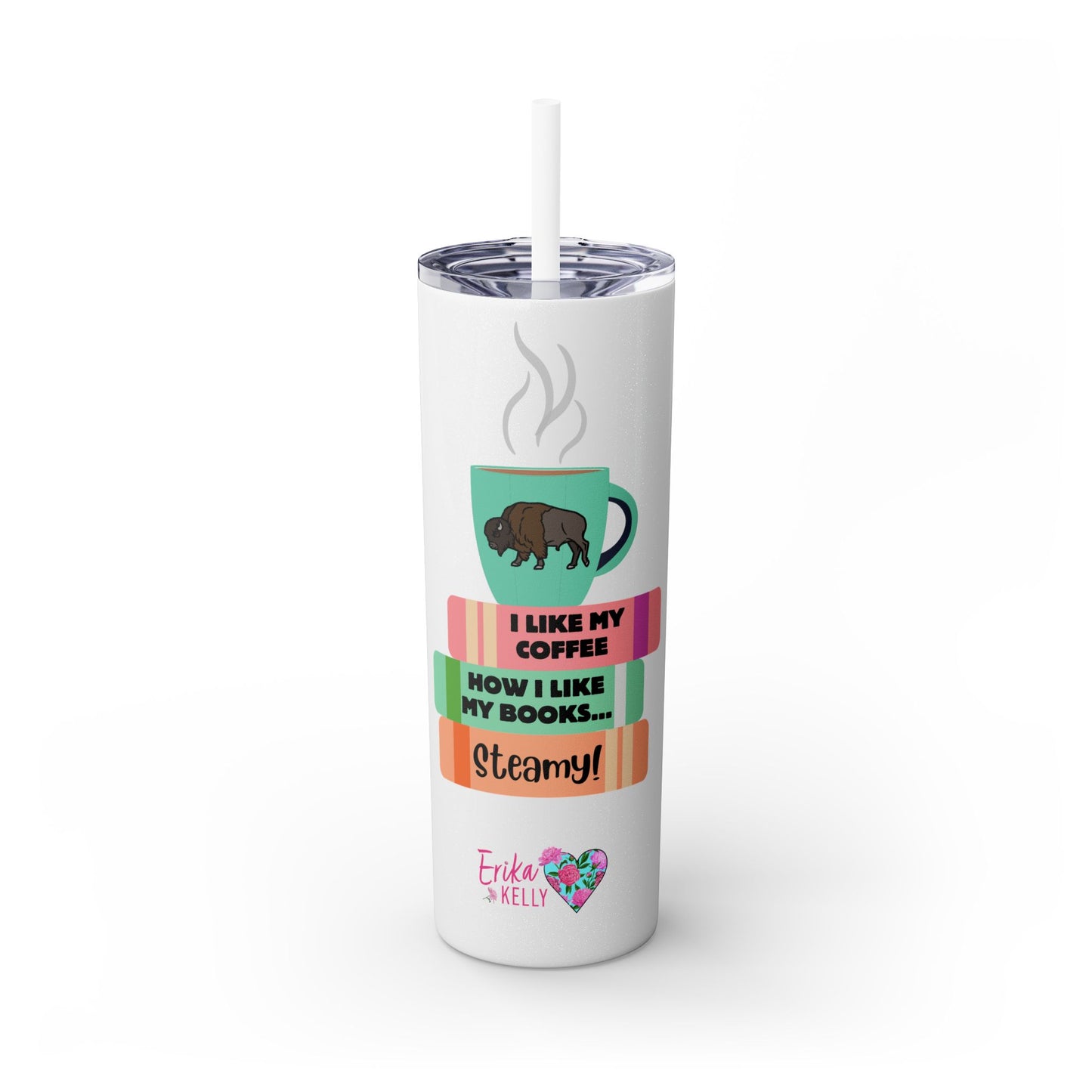 Steamy Coffee & Books Tumbler with Straw, 20oz