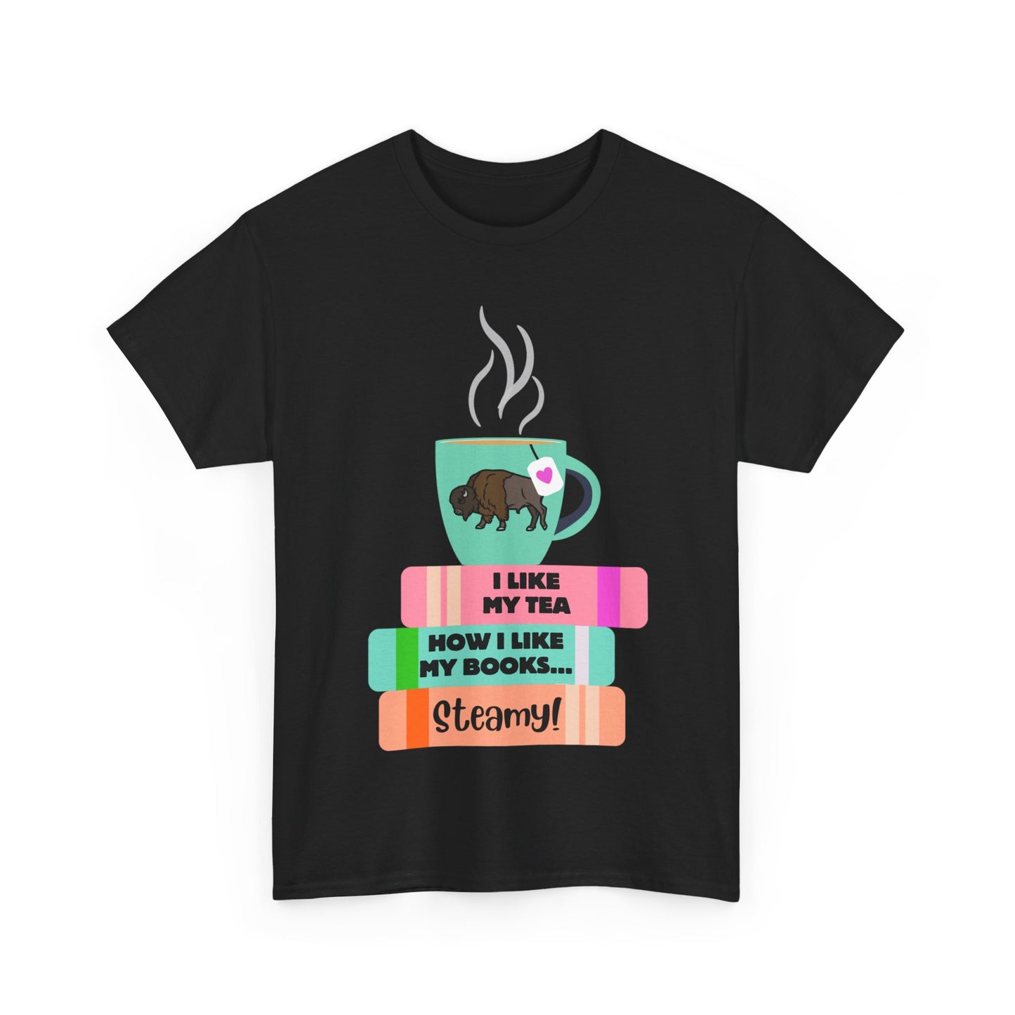 Hot Tea & Books Unisex Heavy Cotton Tee