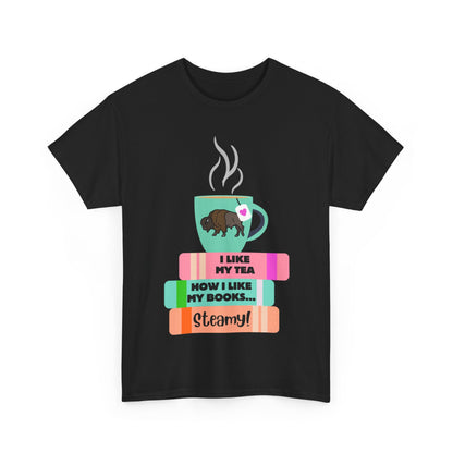 Hot Tea & Books Unisex Heavy Cotton Tee