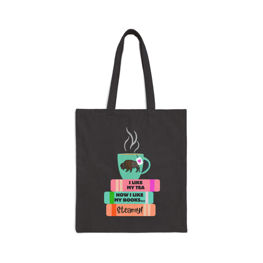 Hot Tea & Books Cotton Canvas Tote Bag