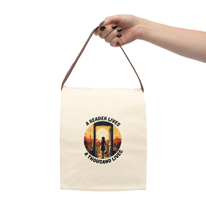 A Reader Lives 1000 Lives Canvas Lunch Bag With Strap