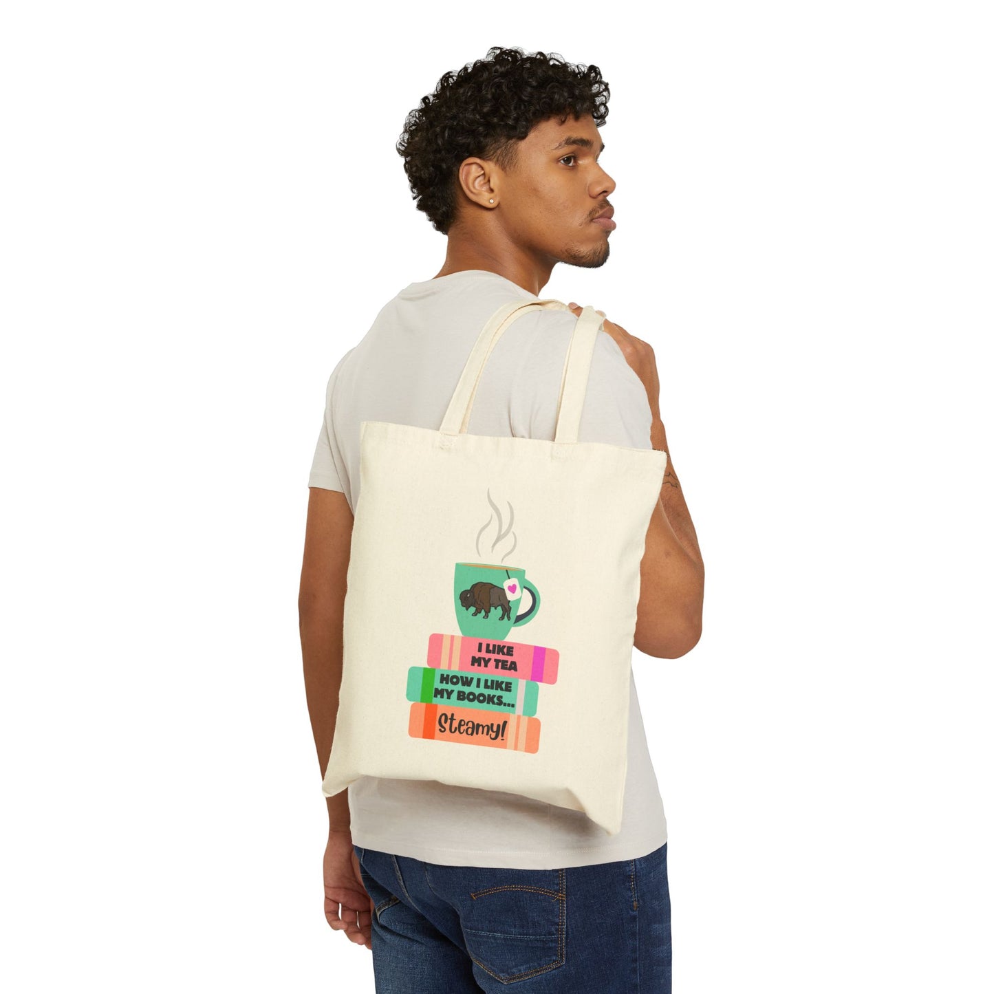 Hot Tea & Books Cotton Canvas Tote Bag