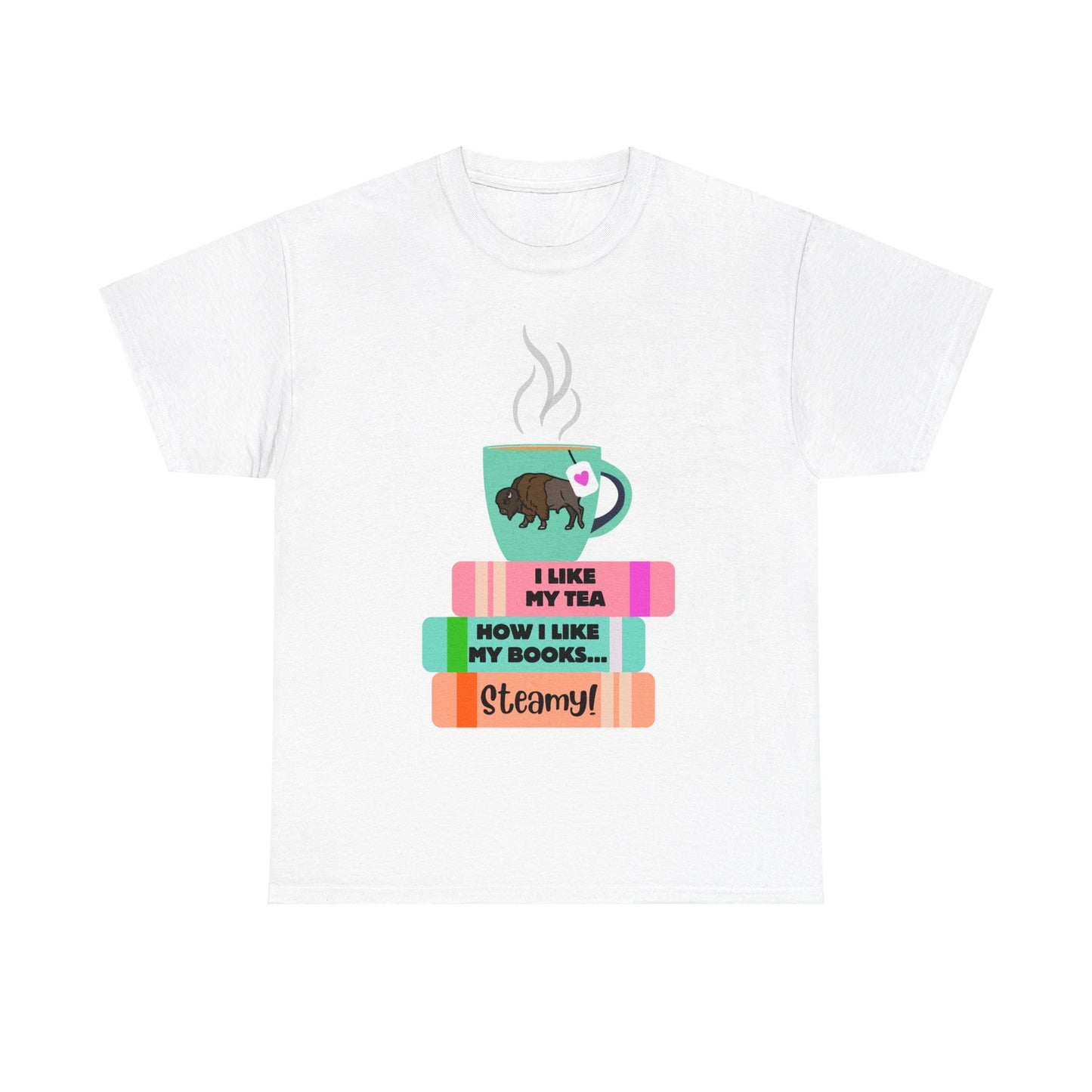 Hot Tea & Books Unisex Heavy Cotton Tee