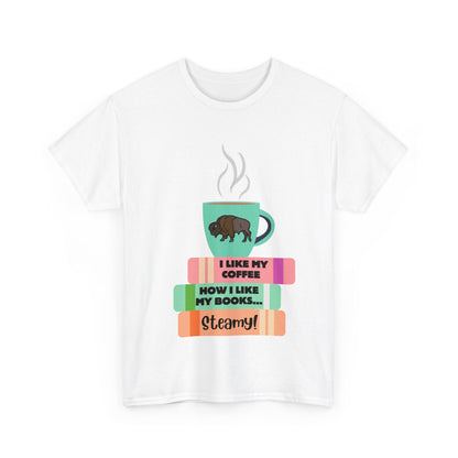 Steamy Coffee & Books Unisex Heavy Cotton Tee