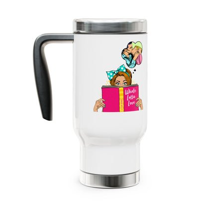 Romance Comic Stainless Steel Travel Mug with Handle, 14oz