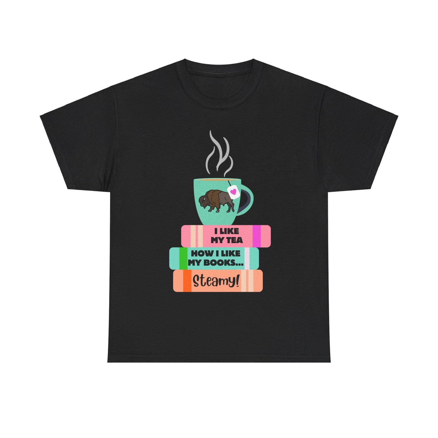 Hot Tea & Books Unisex Heavy Cotton Tee