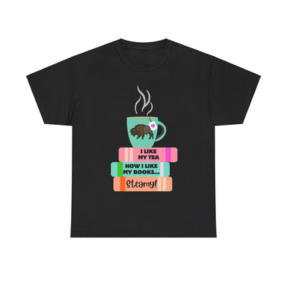 Hot Tea & Books Unisex Heavy Cotton Tee