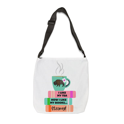 Hot Tea & Books Adjustable Tote Bag