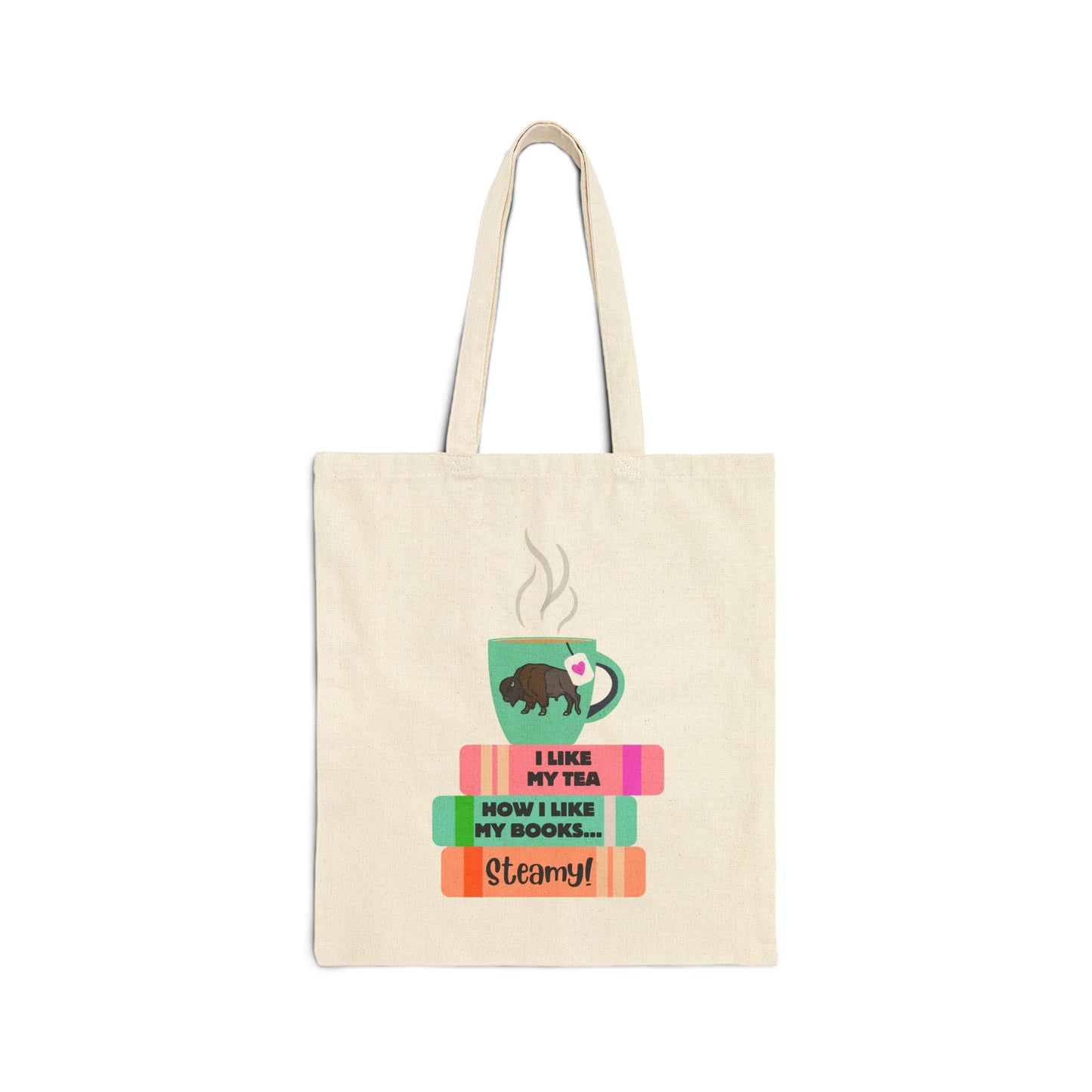 Hot Tea & Books Cotton Canvas Tote Bag