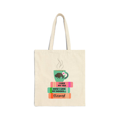 Hot Tea & Books Cotton Canvas Tote Bag