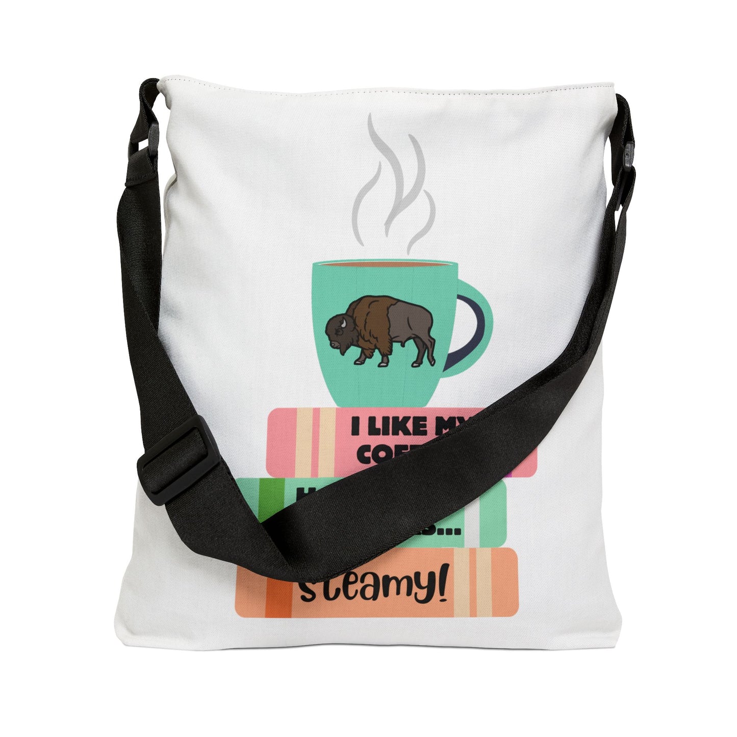 Steamy Coffee & Books Adjustable Tote Bag