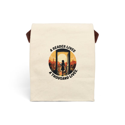 A Reader Lives 1000 Lives Canvas Lunch Bag With Strap