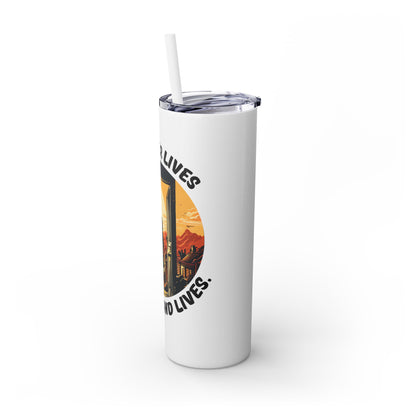 A Reader Lives 1000 Lives Skinny Tumbler with Straw, 20oz