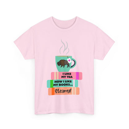 Hot Tea & Books Unisex Heavy Cotton Tee