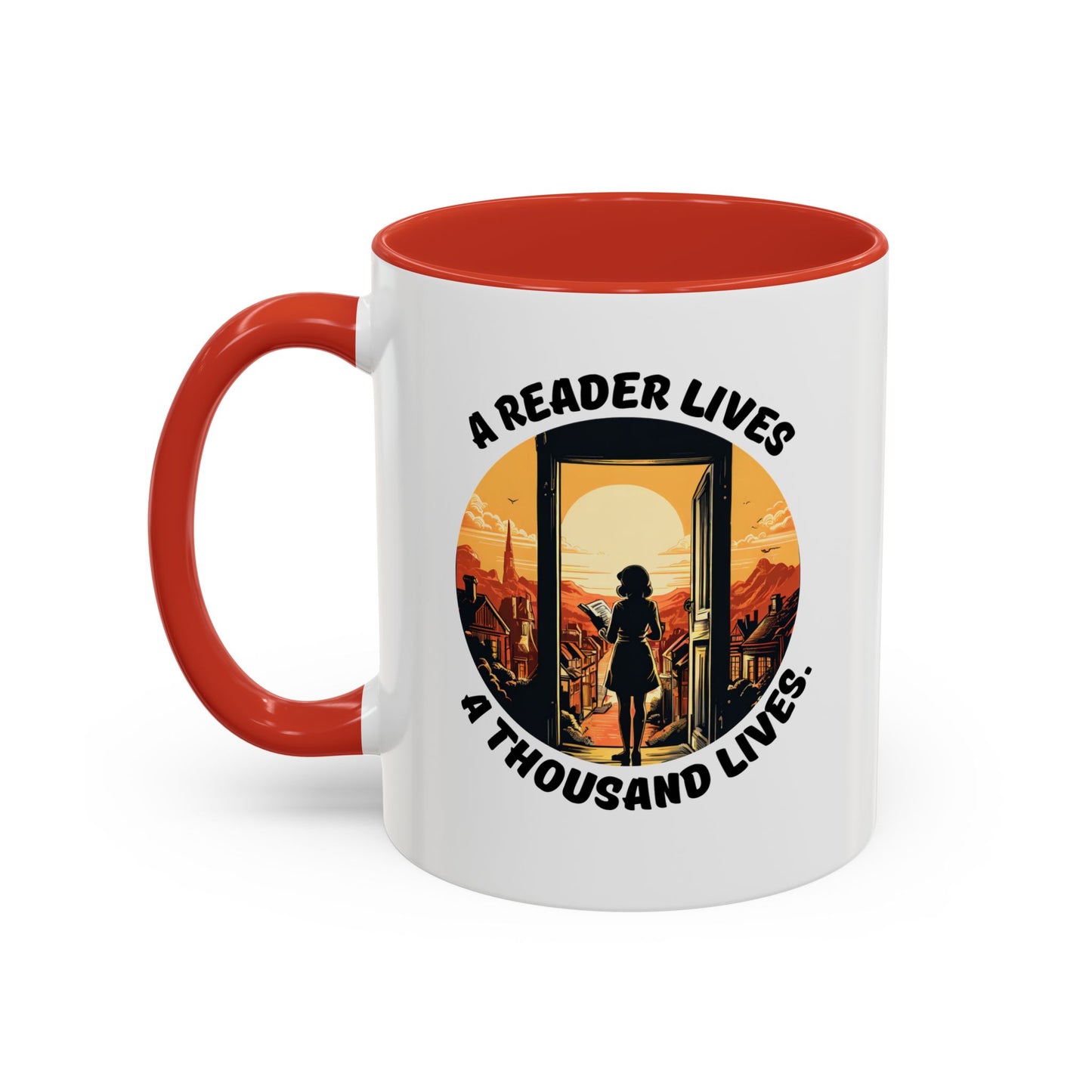 A Reader Lives 1000 Lives Accent Coffee Mug (11, 15oz)