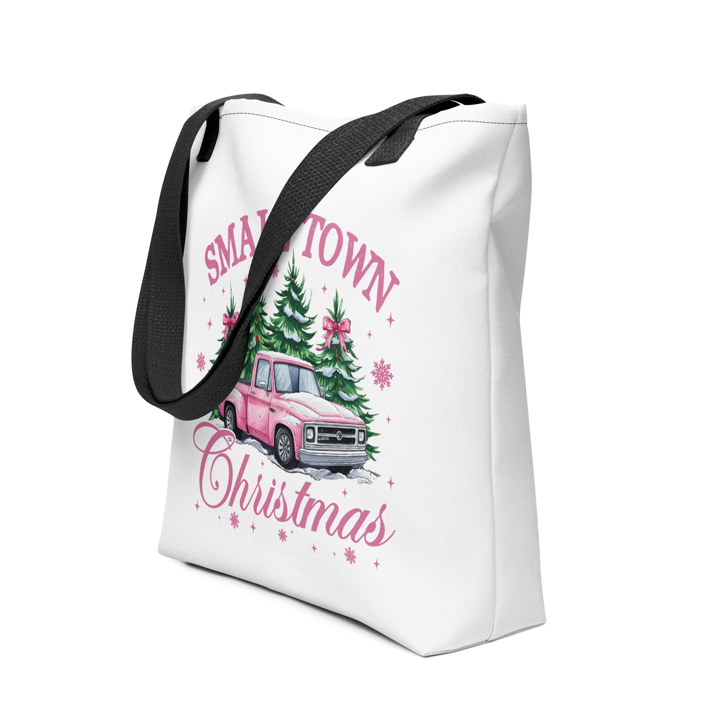 Small Town Christmas Pink Truck Tote bag