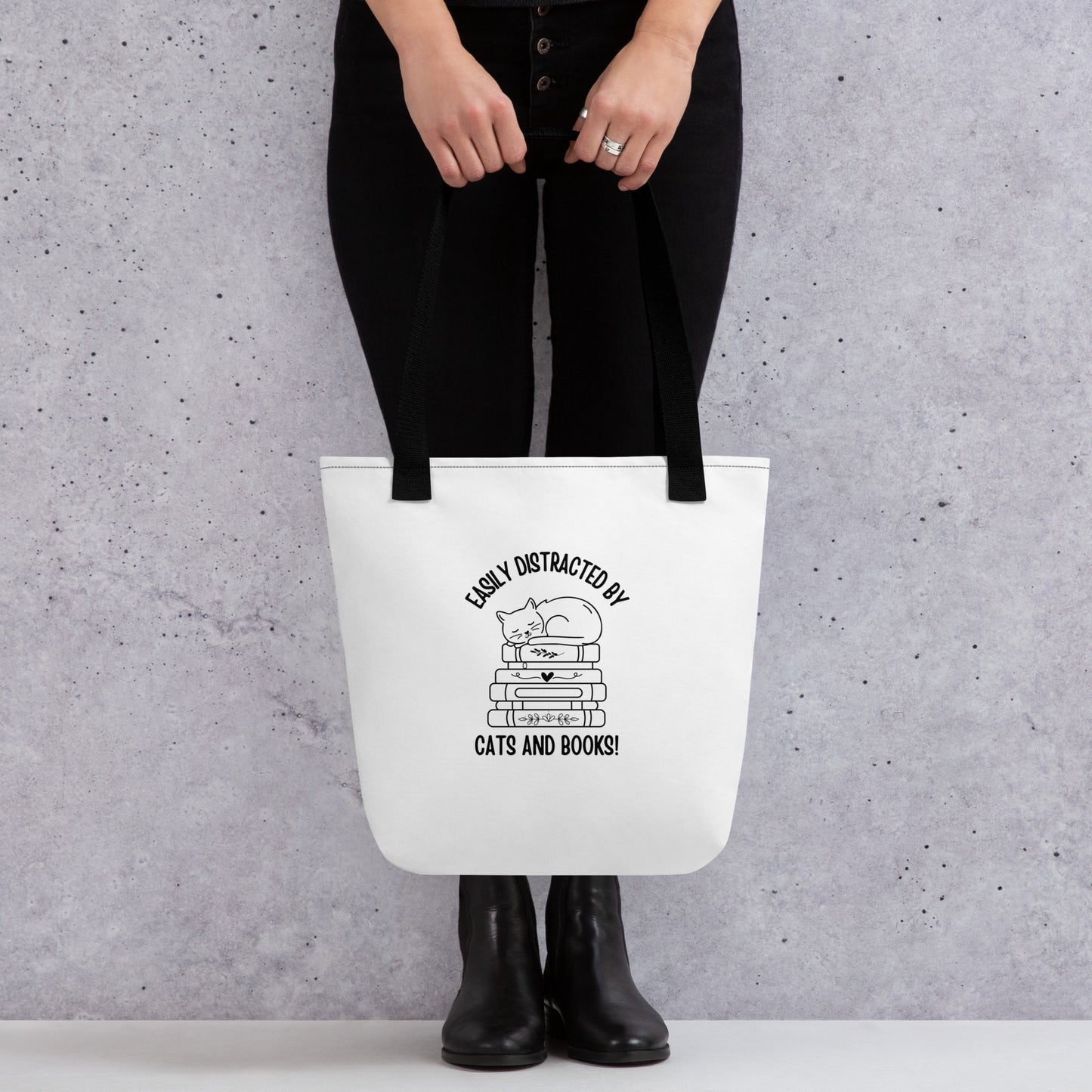 Easily Distracted by Cats & Books Pet Lover Tote bag