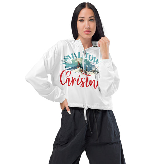 Small Town Christmas On Lake Women’s cropped windbreaker