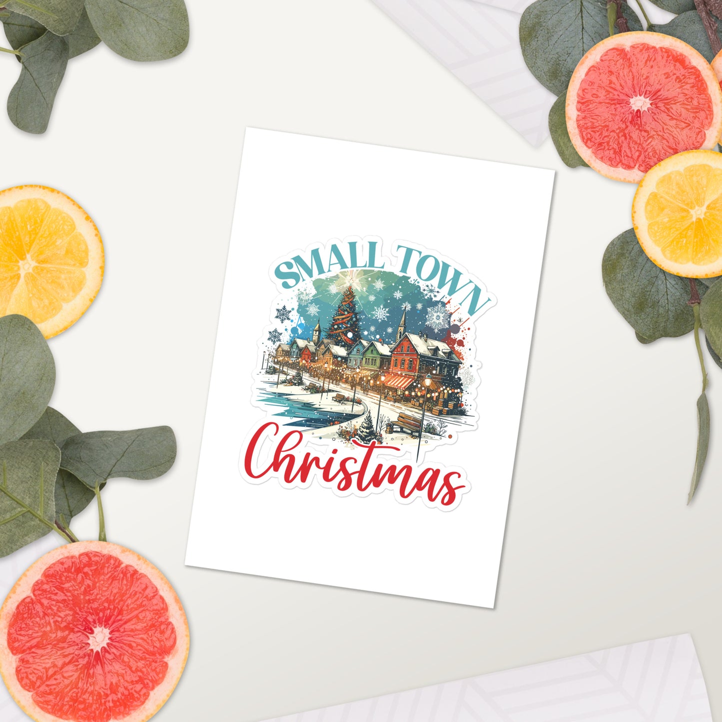 Small Town Christmas On Lake Sticker sheet