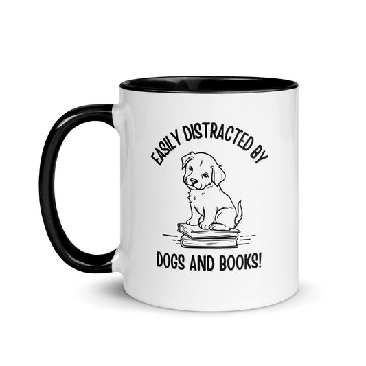 Easily Distracted by Dogs & Books Pet Lover Mug with Color Inside