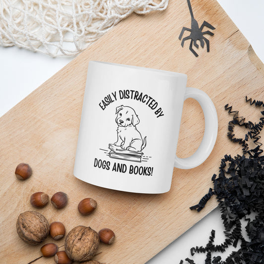 Pet Dog & Book Lover White glossy mug