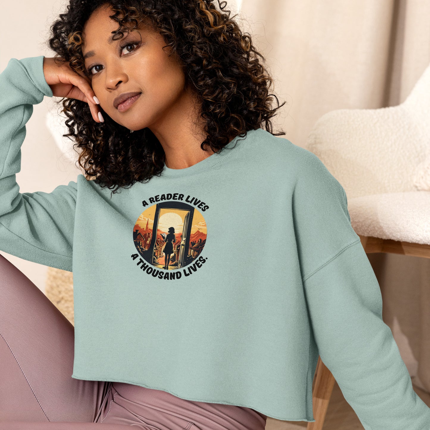 A Reader Lives 1000 Lives Crop Sweatshirt